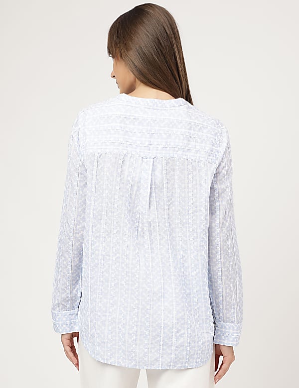 Pure Cotton Printed Mandarin Collar Shirt