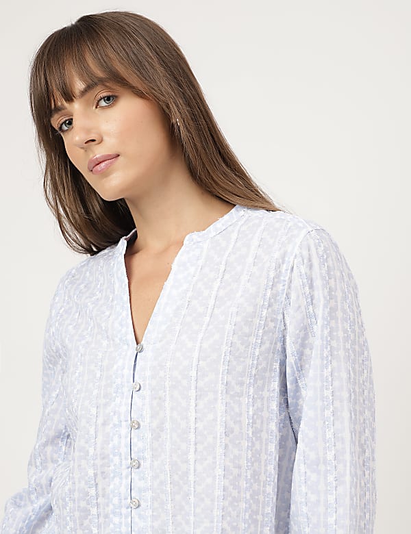 Pure Cotton Printed Mandarin Collar Shirt