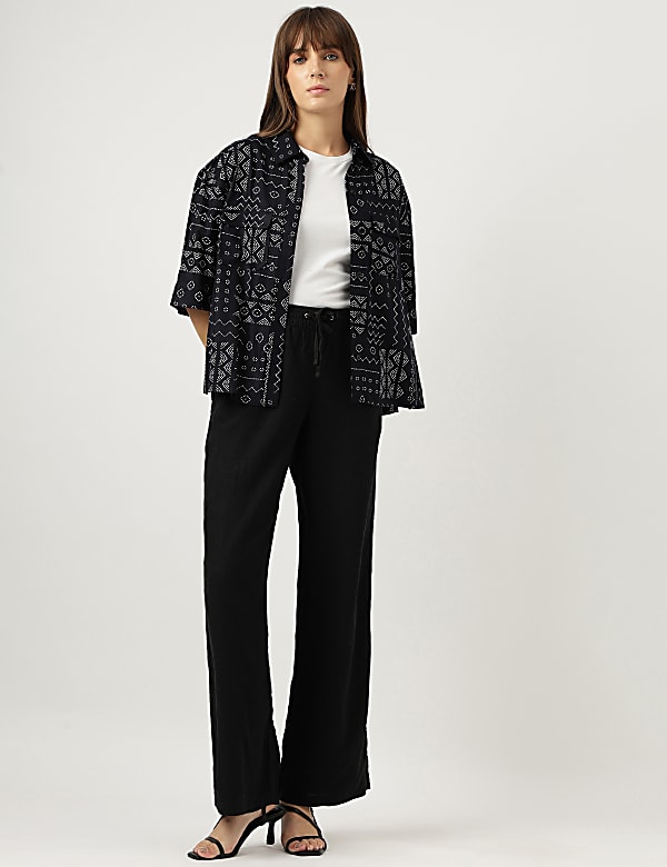 Pure Viscose Print Spread Collar Shirt