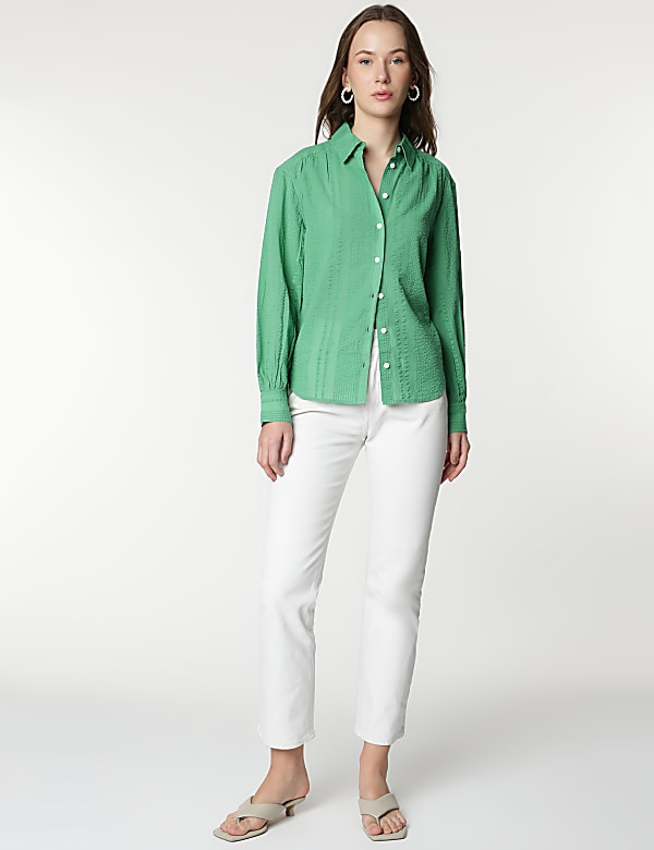 Pure Cotton Striped Spread Collar Shirt