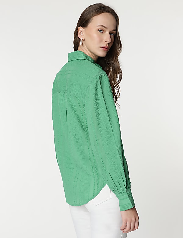 Pure Cotton Striped Spread Collar Shirt