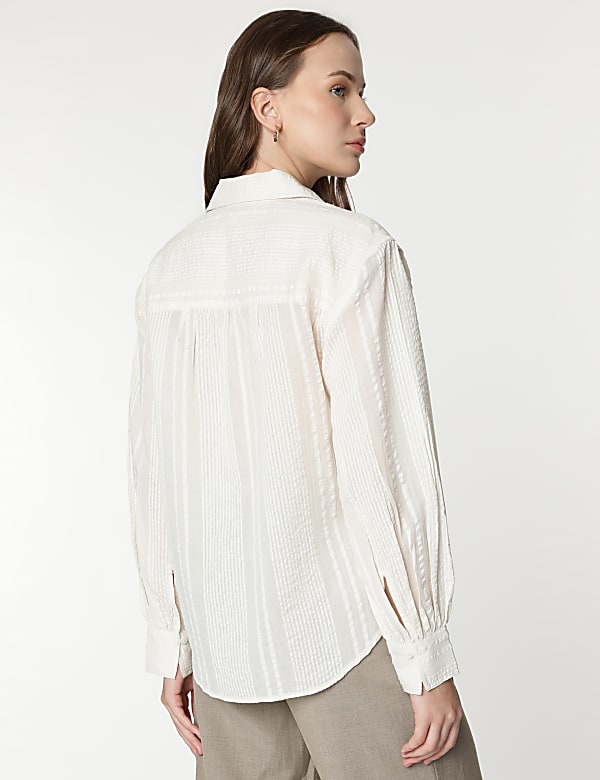 Pure Cotton Striped Spread Collar Shirt
