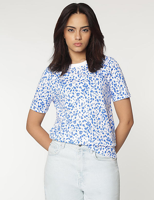 Cotton Rich Crew Neck Printed T-shirt