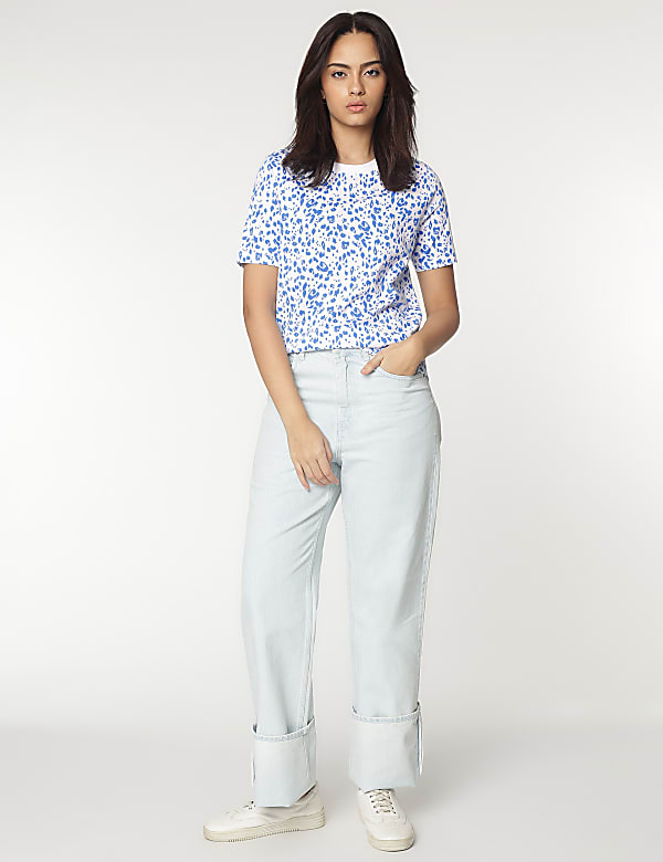 Cotton Rich Crew Neck Printed T-shirt
