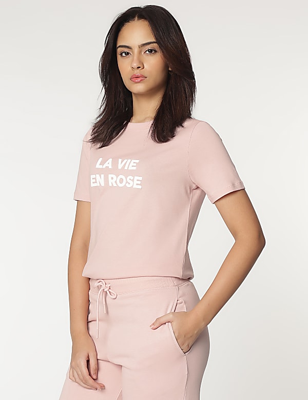 Pure Cotton Crew Neck Embossed T-Shirt