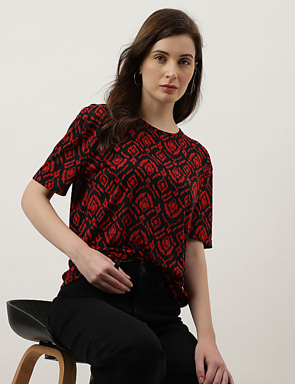 Printed Round Neck Top