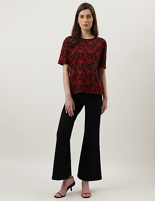 Printed Round Neck Top