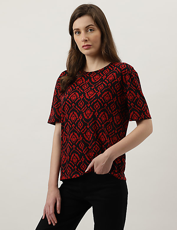 Printed Round Neck Top