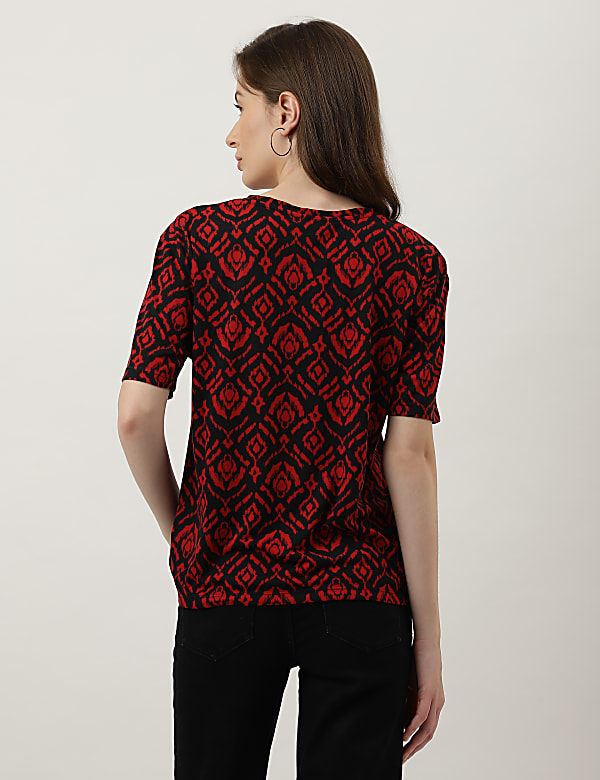 Printed Round Neck Top