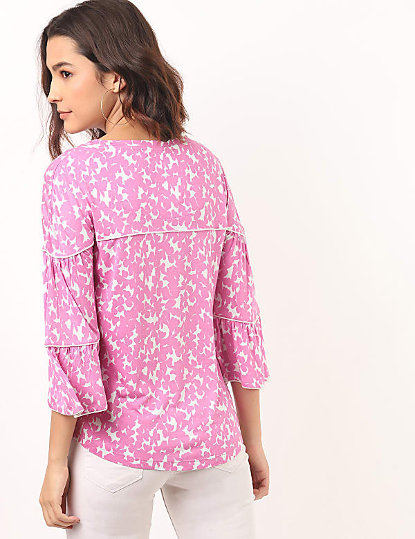 Pure Viscose Printed Round Neck Top