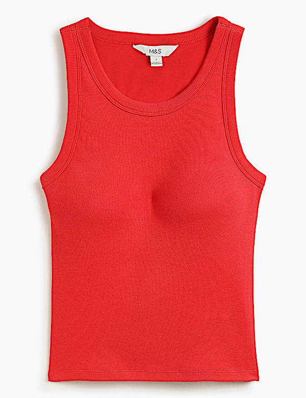 Cotton Rich Ribbed Fitted Bra Vest