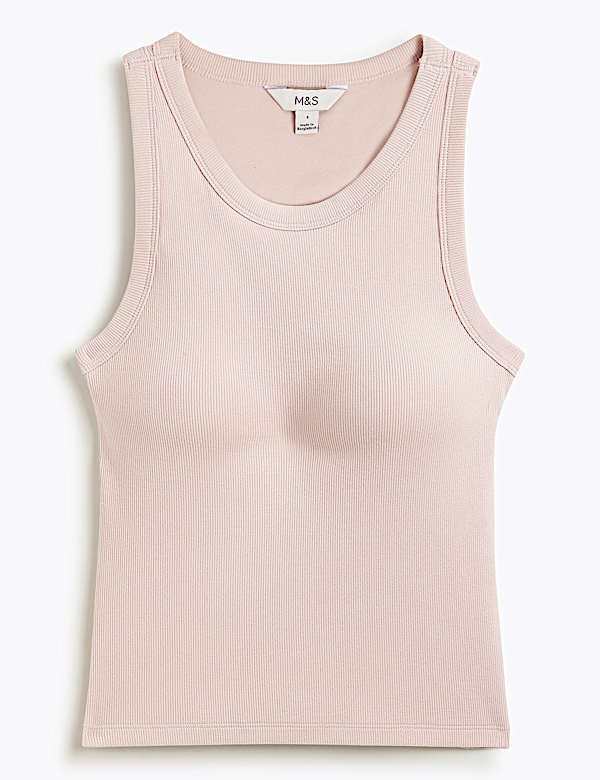 Cotton Rich Ribbed Fitted Bra Vest