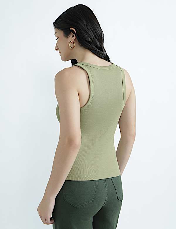 Cotton Rich Round Neck Textured Vest