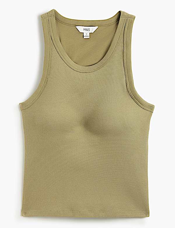 Cotton Rich Ribbed Fitted Bra Vest
