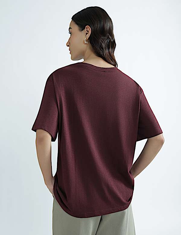 Cotton Rich Round Neck Plain T-Shirt