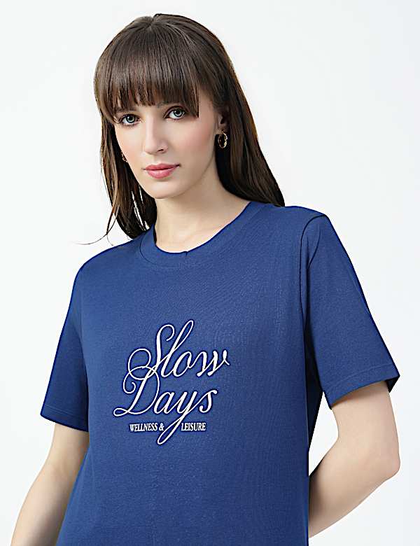 Pure Cotton Typographic Crew Neck T-shirt