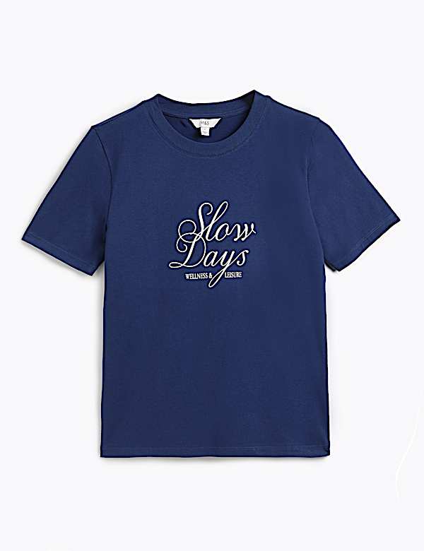 Pure Cotton Typographic Crew Neck T-shirt