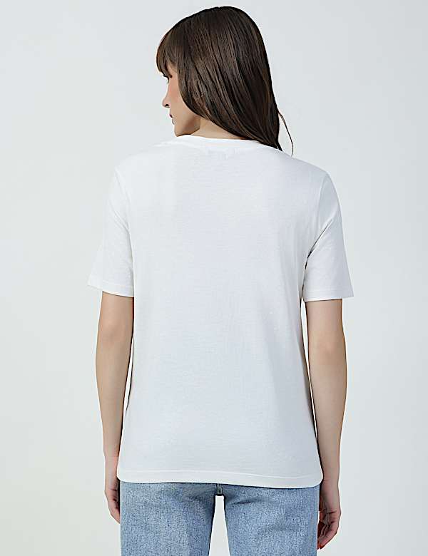 Pure Cotton Typographic Crew Neck T-shirt