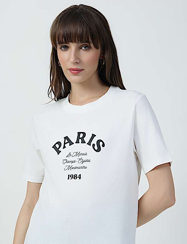 Pure Cotton Typographic Crew Neck T-shirt