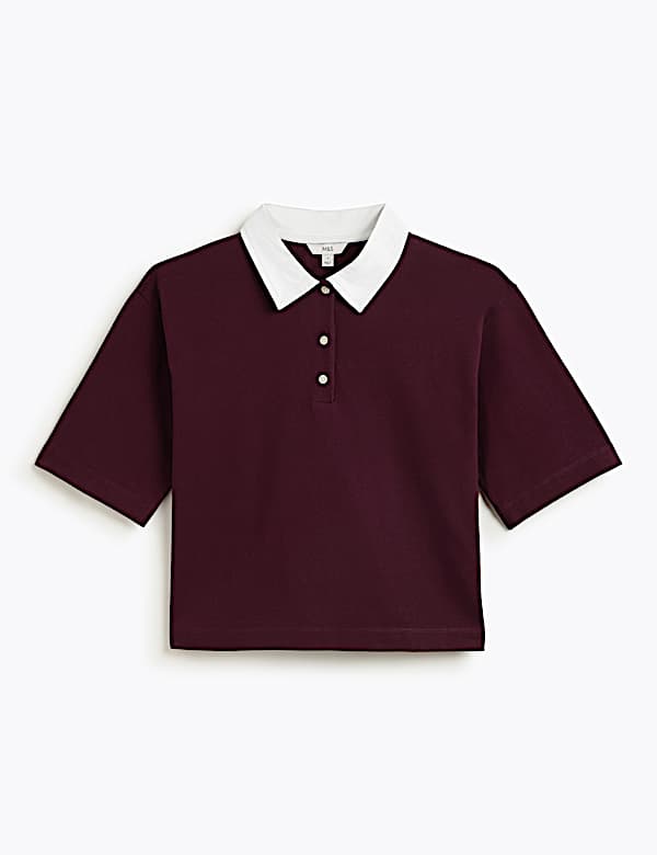 Pure Cotton Relaxed Fit Polo Neck Top
