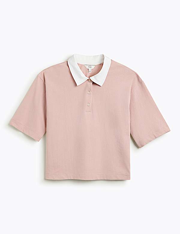 Pure Cotton Relaxed Fit Polo Neck Top