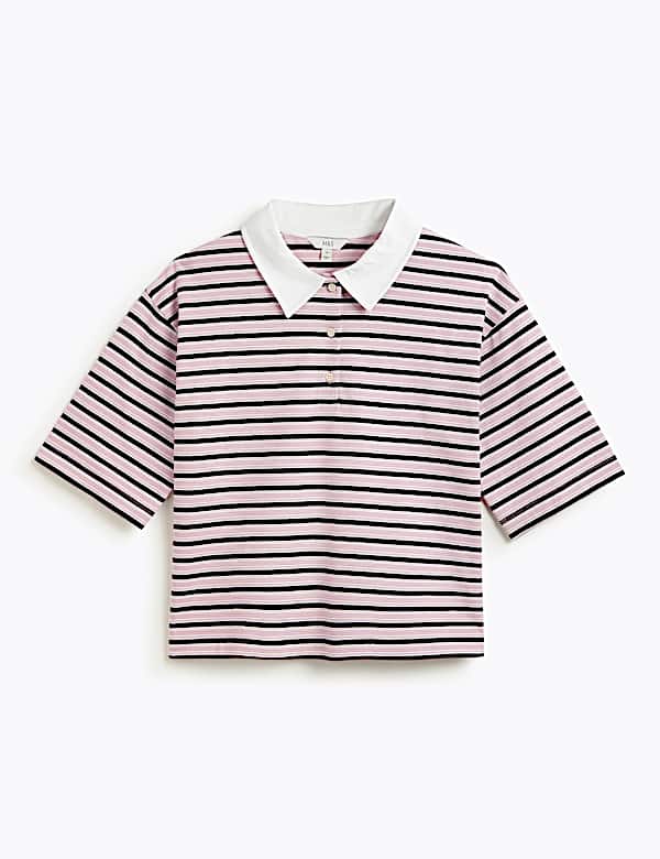 Pure Cotton Relaxed Fit Polo Neck Top