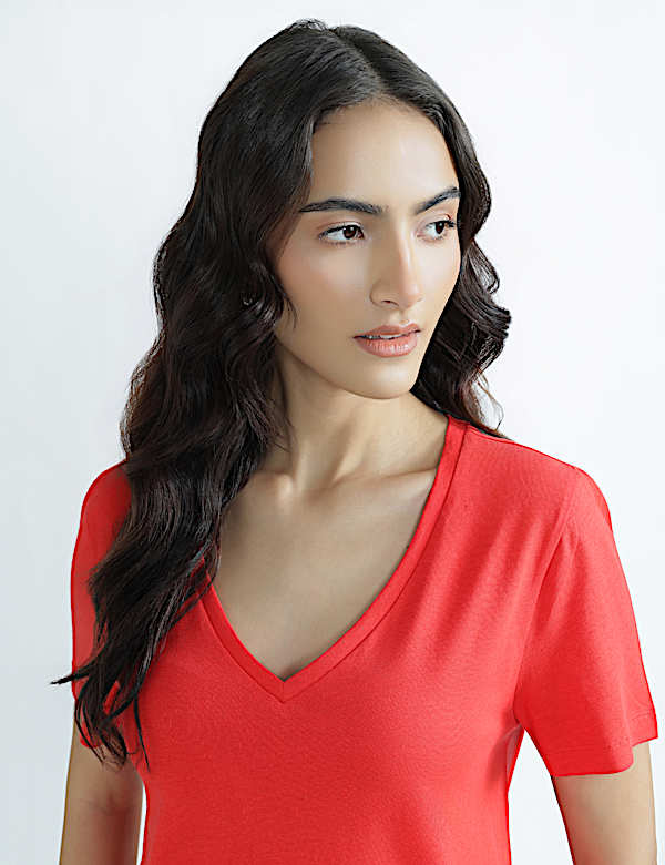 Pure Cotton V-Neck T-Shirt