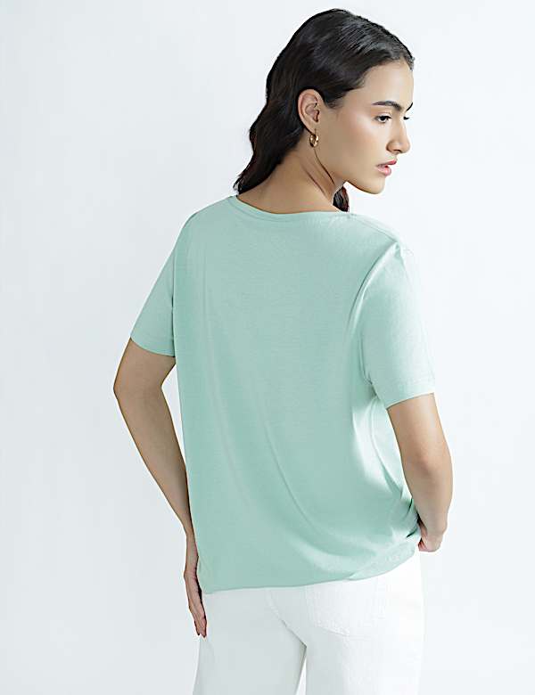 Pure Cotton V-Neck Plain T-Shirt