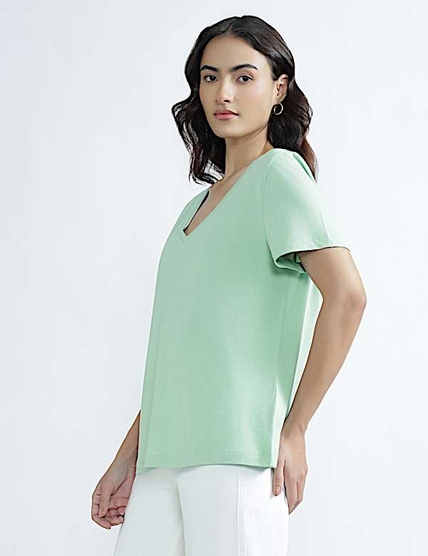 Pure Cotton V-Neck T-Shirt