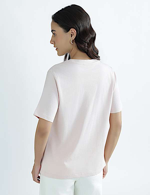 Pure Cotton Round Neck Graphic Print T-Shirt
