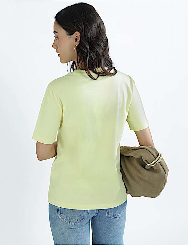 Pure Cotton Round Neck Graphic Print T-Shirt