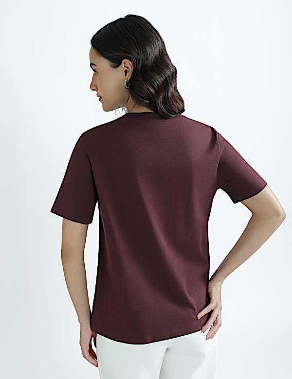 Pure Cotton Round Neck Graphic Print T-Shirt