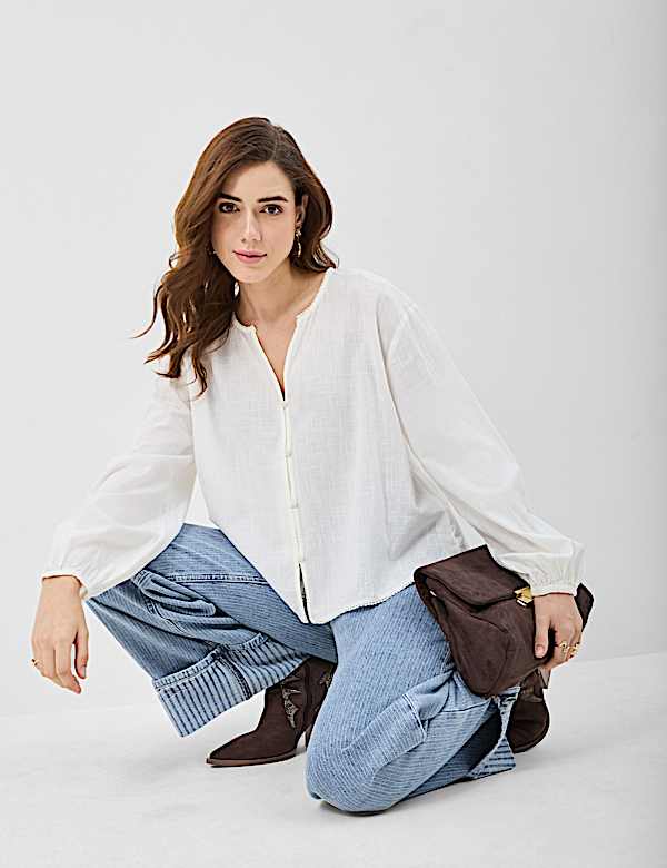 Pure Cotton Balloon Sleeve Top