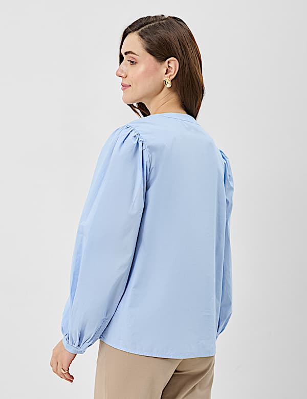 Pure Cotton Embroidered Balloon Sleeve Top