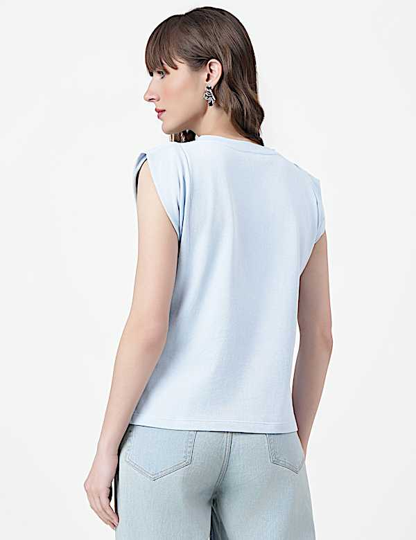 Pure Cotton Plain Crew Neck Top