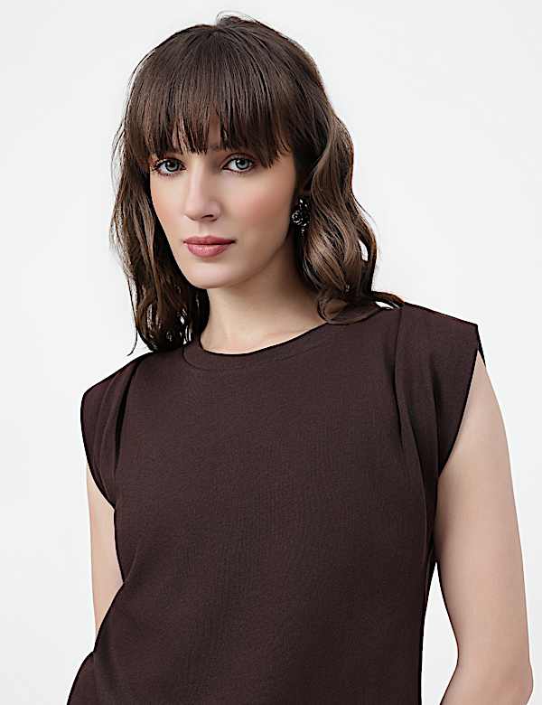 Pure Cotton Plain Crew Neck Top