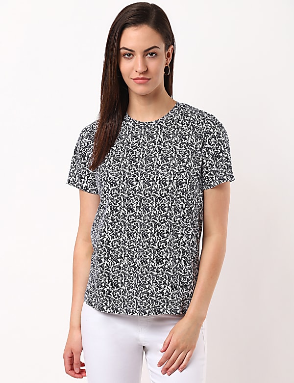 Straight SS Crew Print Tee