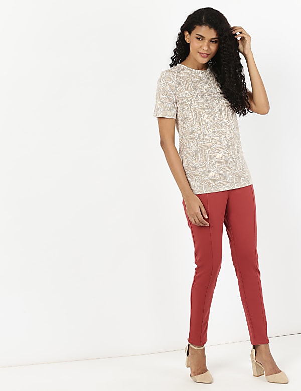 Palm Print Crew Neck Tee