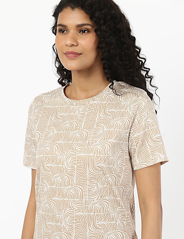 Palm Print Crew Neck Tee