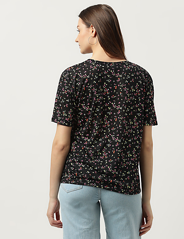 Floral Printed Round Neck T-Shirt