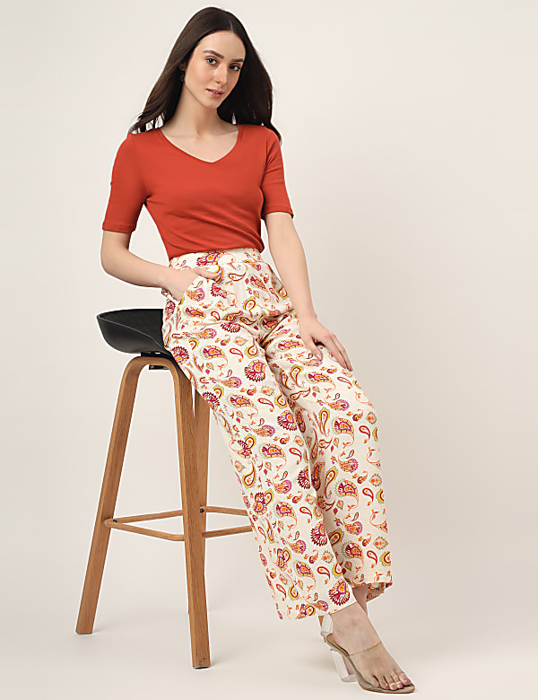 Pure Cotton Solid V-Neck T-Shirt