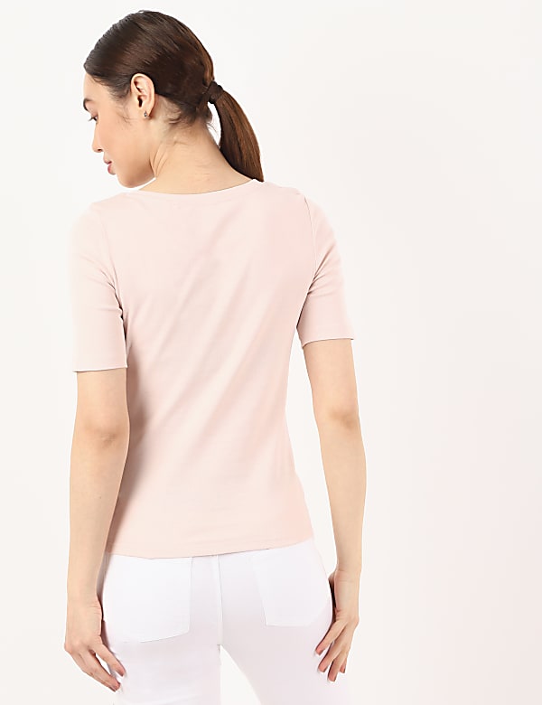 Pure Cotton Solid V-Neck T-Shirt