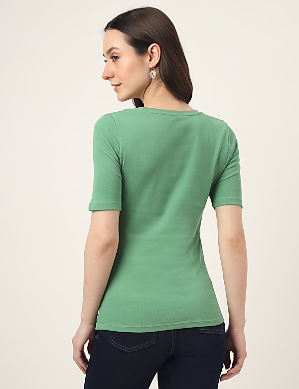 Pure Cotton Solid V-Neck T-Shirt