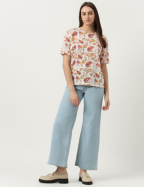 Paisley Printed Round Neck T-Shirt