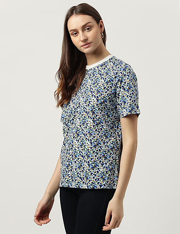 Pure Cotton Printed Round Neck T-Shirt