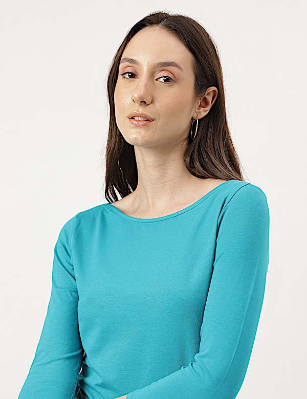 Fitted Slash Neck Tee