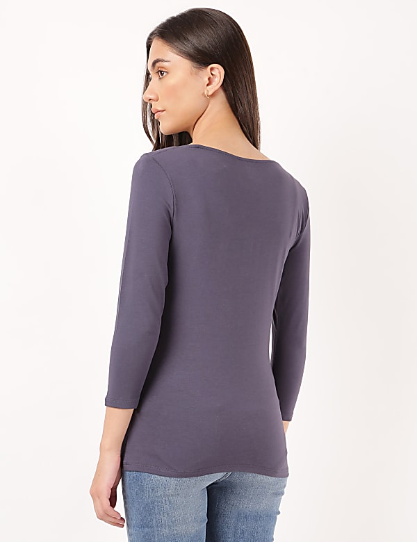 Cotton Plain Boat Neck Top