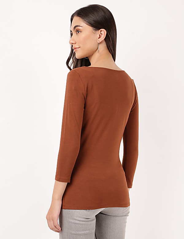 Cotton Plain Boat Neck Top