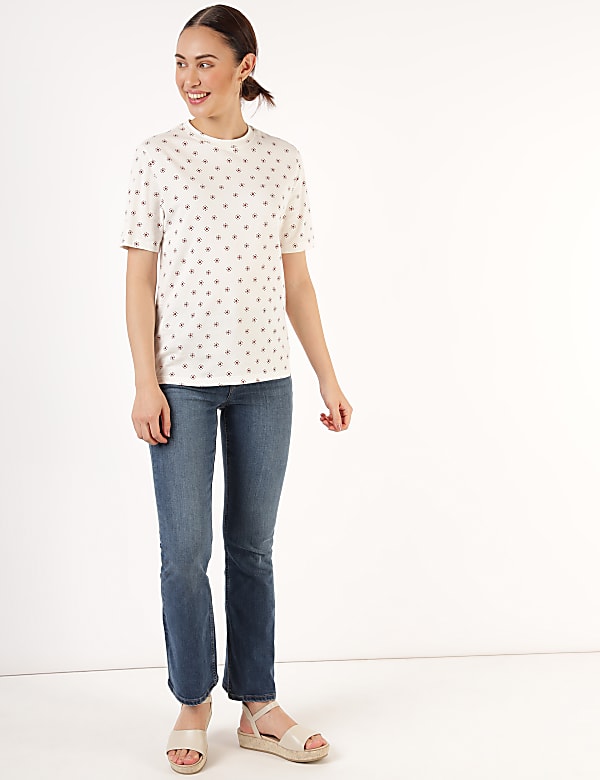 Pure Cotton Printed Round Neck T-Shirt