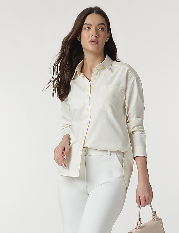 Pure Cotton Spread Collar Shirt